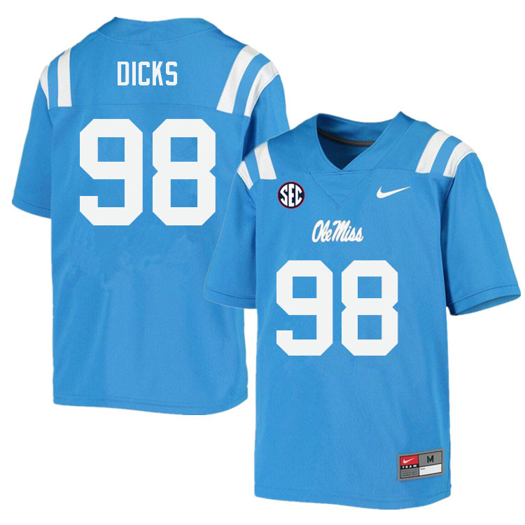 Men #98 Jaden Dicks Ole Miss Rebels College Football Jerseys Sale-Power Blue